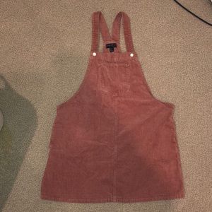 Pink corduroy overall dress